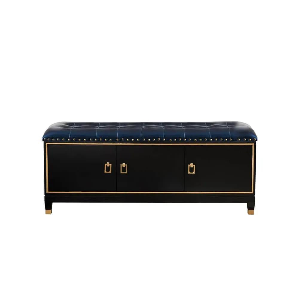 39.4" Faux Leather Upholstered Entryway Bench with Storage Shoe Cabinet 3-Door