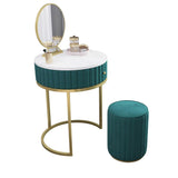 Modern Makeup Vanity Set Velvet Upholstered Small Dressing Table Mirror&Stool Included
