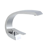 Modern Single Hole 1-Handle C-Shaped Curved Spout Bathroom Sink Faucet with Pop Up Drain in Brushed Nickel