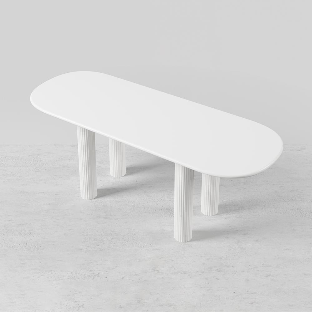 71" Oval White Dining Table 4 Pedestals 8 Seater Dining Room Table