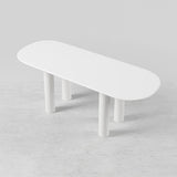 71" Oval White Dining Table 4 Pedestals 8 Seater Dining Room Table