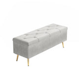 Modern Velvet Storage Bench Flip Top in Pink with Gold Legs