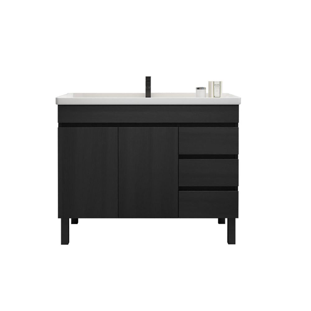 36" Modern Black Bathroom Vanity Ceramics Single Sink Freestanding with 3 Drawers