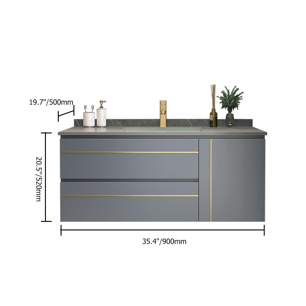 36" Floating Bathroom Vanity with Sink Stone Bathroom Vessel
