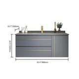 36" Floating Bathroom Vanity with Sink Stone Bathroom Vessel