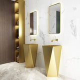 Gold Modern Luxury Stainless Steel Sink Pedestal Sink Freestanding