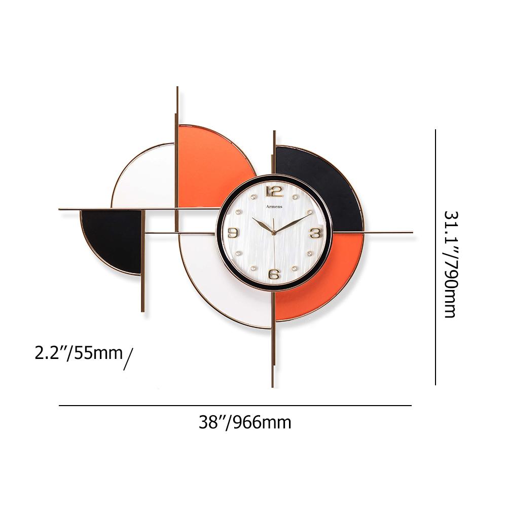 Modern Novelty Geometric Metal & Faux Leather Abstract Mute Metal Wall Clock