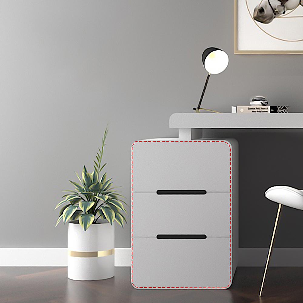 Mular 47" White 3-Drawer Writing Desk with Storage Cabinet for Office