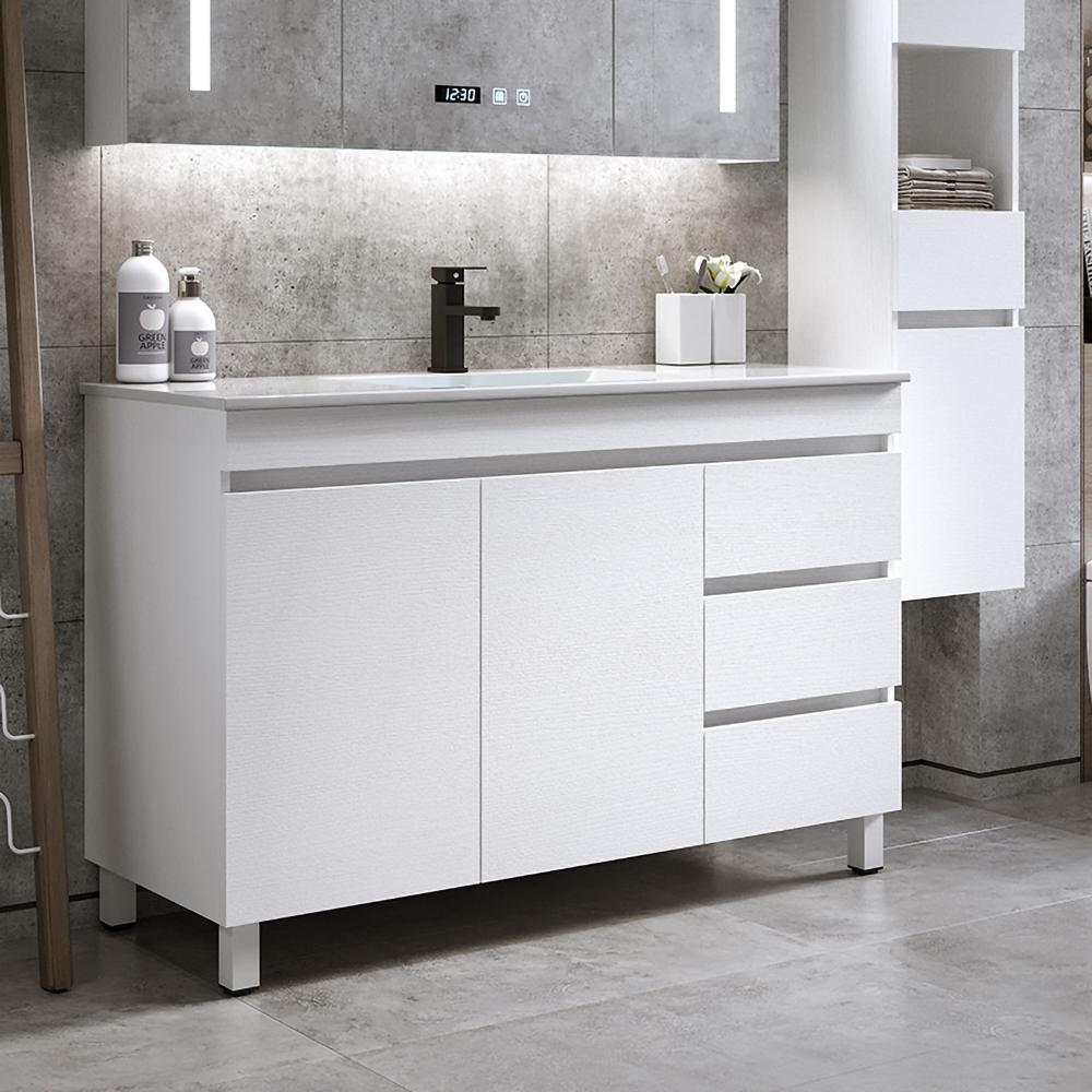 36" Modern Black Bathroom Vanity Ceramics Single Sink Freestanding with 3 Drawers