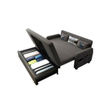 Modern Deep Gray Convertible Sofa Bed Full Sleeper with Storage Cotton & Linen Upholster