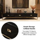 Jocise 71" Modern Jocise White & Gold TV Stand 3 Drawers Media Console