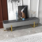 Blackcast 79" Modern Gray TV stand Sintered Stone Minimalist Media Console with Drawers