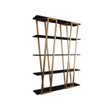 Modern Parallel Etagere Bookshelf in Black & Gold