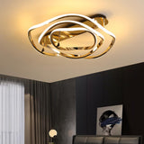 Modern Gold LED Geometric Semi Flush Mount Light Wavy Design Metal