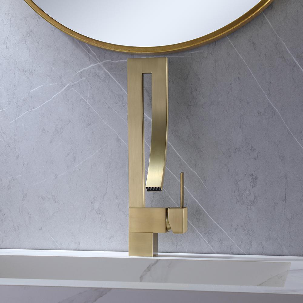 Single Handle Single Hole Bathroom Sink Faucet with Waterfall Spout in Chrome Brass