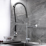 Commercial Pull Down Pre-rinse Spring Sprayer Brushed Nickel Kitchen Sink Faucet with Deck Plate Solid Brass