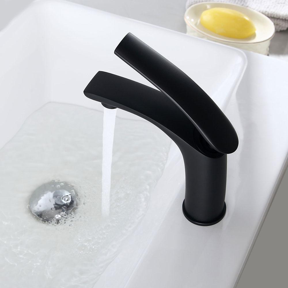 Adolf Matte Black Single Handle One-Hole Bathroom Sink Faucet Solid Brass