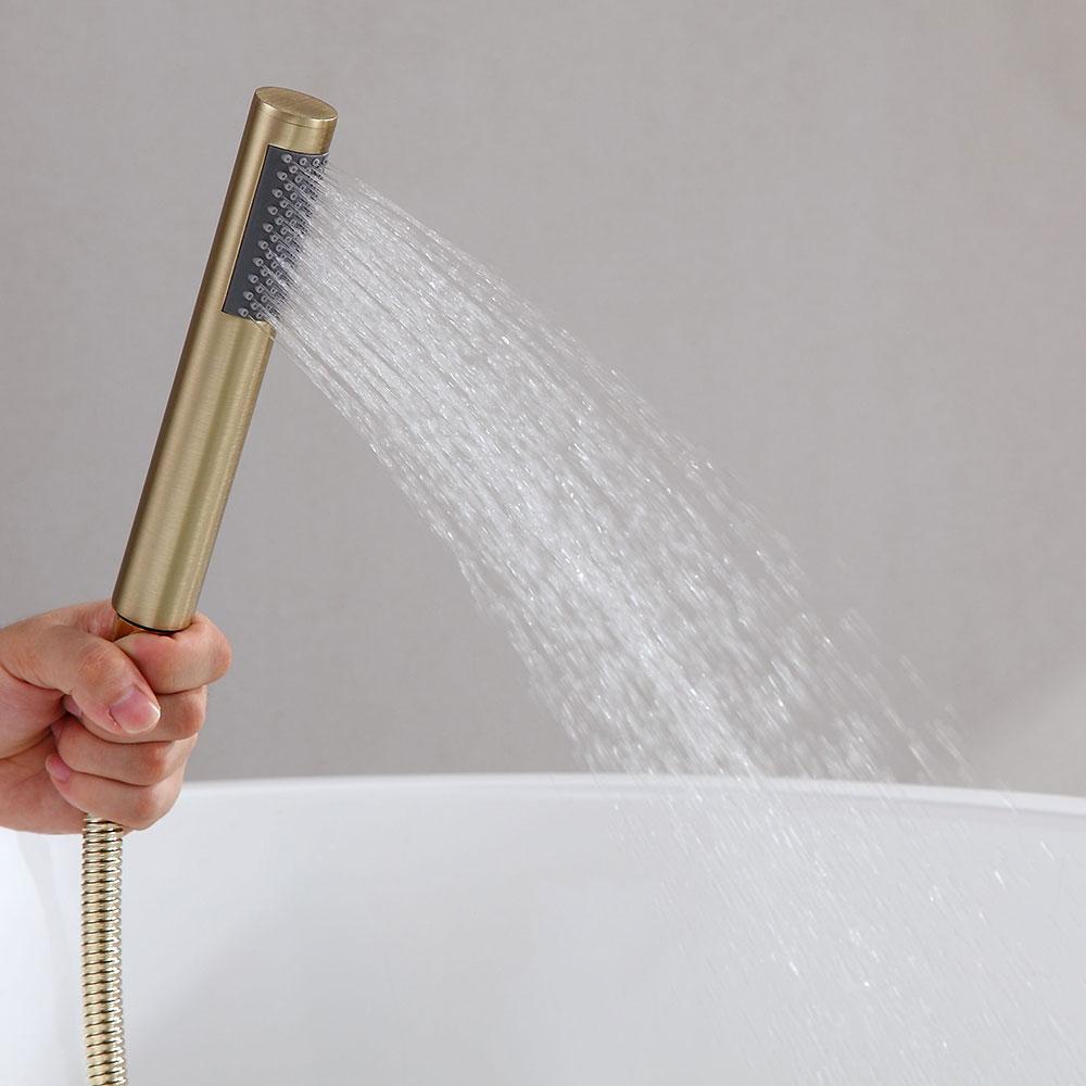 Brewst Freestanding Single Handle Tub Filler Faucet with Handheld Shower Solid Brass