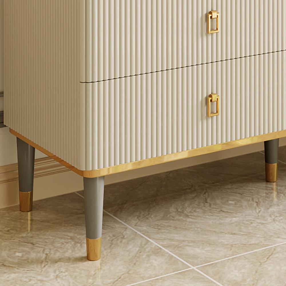 Modern Chest of 6 Drawers Buffet Cabinet with Storage Beige & Gray Sideboard