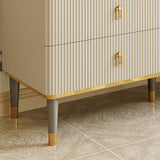 Modern Chest of 6 Drawers Buffet Cabinet with Storage Beige & Gray Sideboard