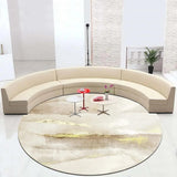 Modern Gray and Gold Abstract Round Velvet  Indoor Area Rug 4'