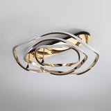 Modern Gold LED Geometric Semi Flush Mount Light Wavy Design Metal