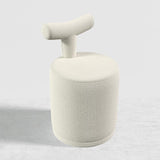 Modern White Boucle Vanity Stool with Round Seat & Back Bedroom Vanity Chair