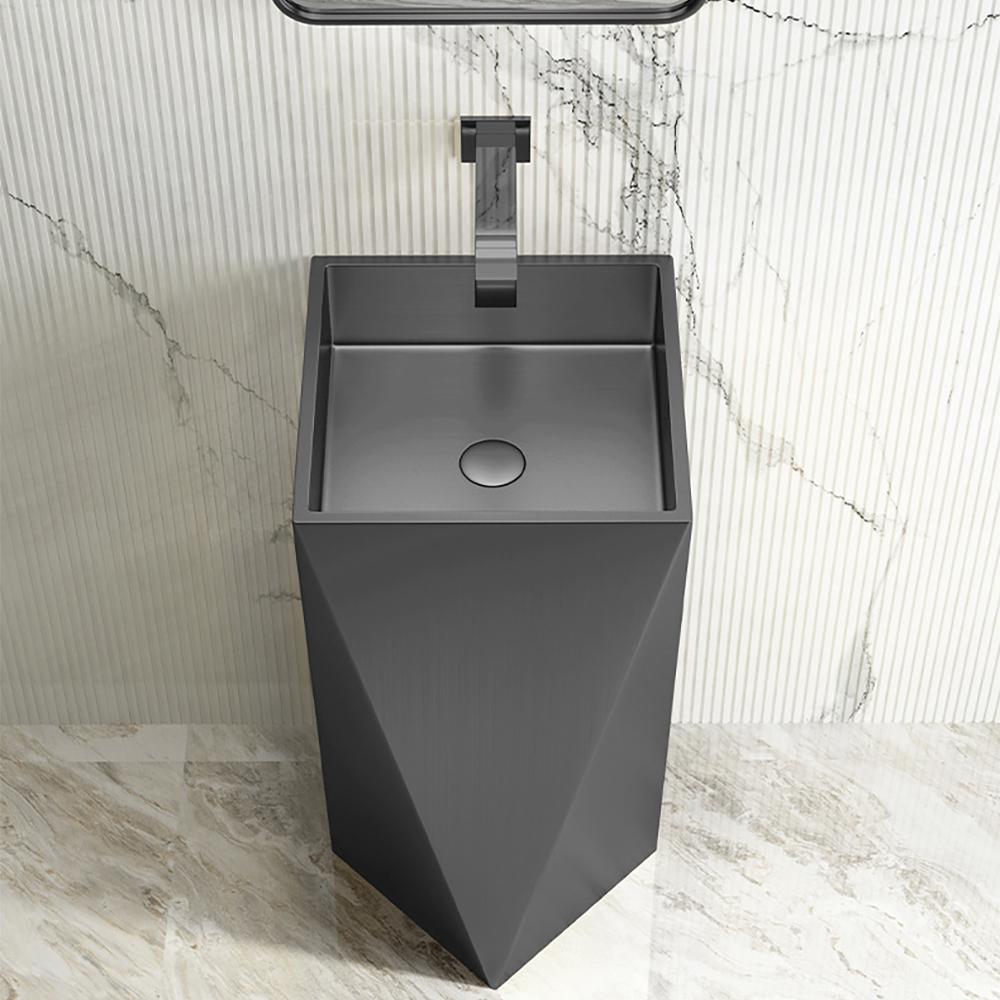 Gold Modern Luxury Stainless Steel Sink Pedestal Sink Freestanding