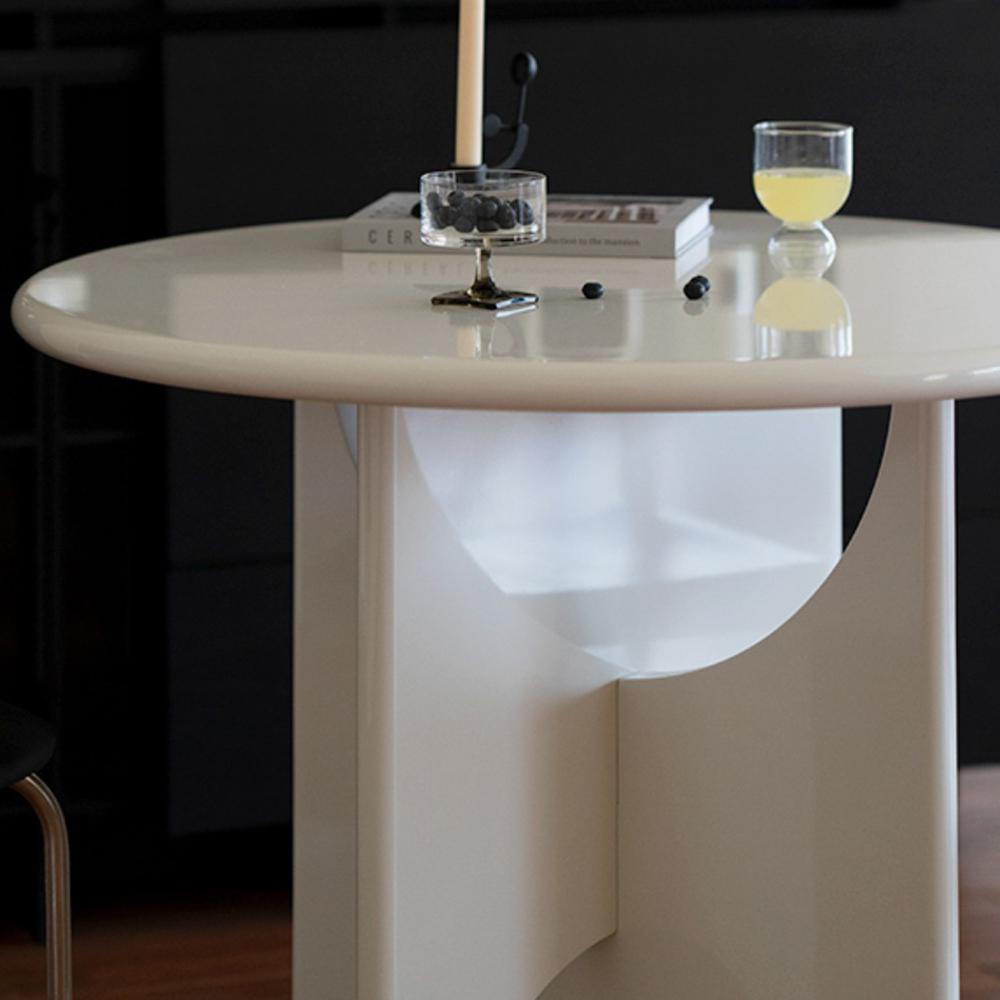 39" White Round Dining Table for 4 Seaters with Cross Base