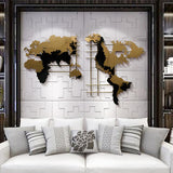 Modern 3D Metal World Map Home Wall Decor Art