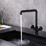 Ruth Industrial Matte Black Single Hole Kitchen Faucet Brass Double Handle