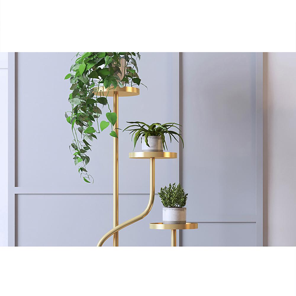 Modern Ladder Plant Stand Unique End Table in Gold Metal
