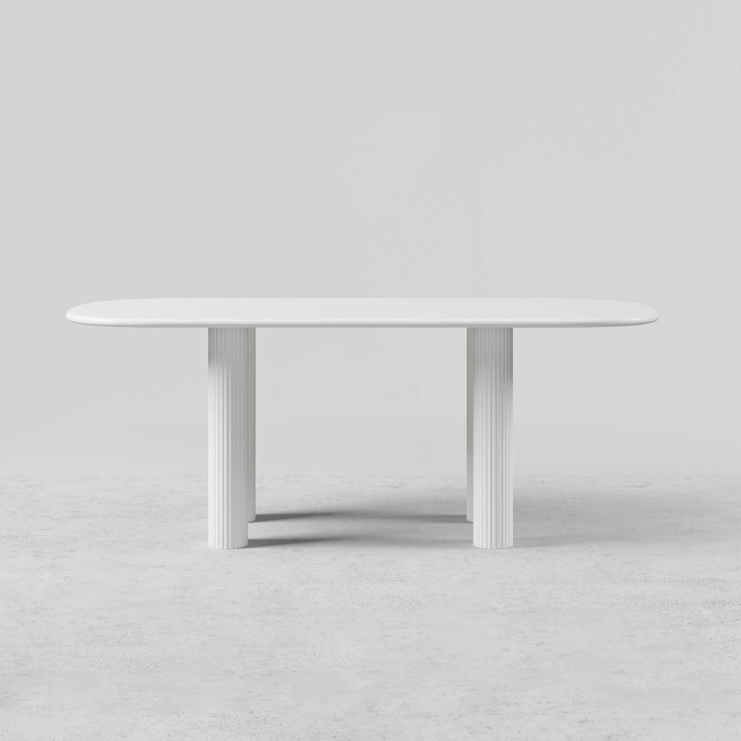 71" Oval White Dining Table 4 Pedestals 8 Seater Dining Room Table