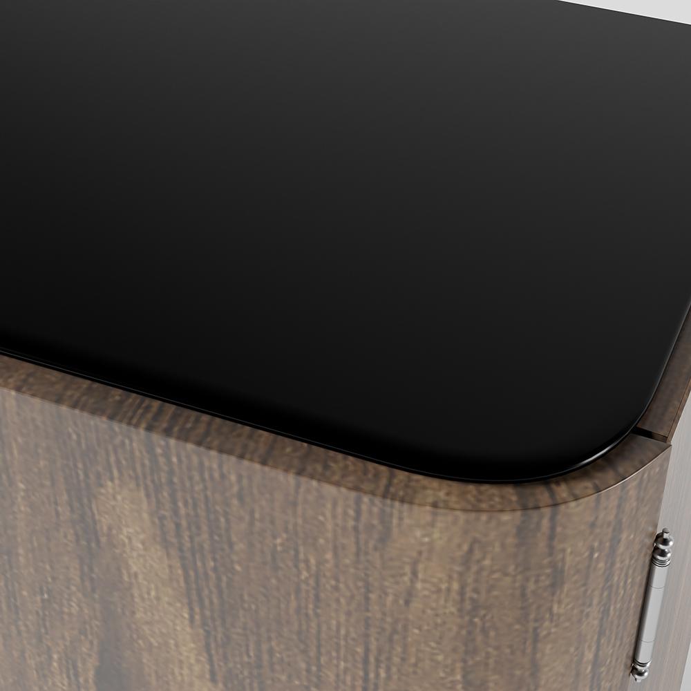 Walnut Shoe Storage Cabinet with 2-Door in Black 14 Pairs
