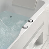 60" Modern Acrylic Rectangular Whirlpool Water Massage Bathtub in Chromatherapy LED