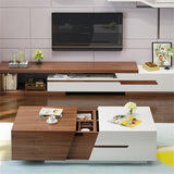 Pinkle 82'' Modern Wood Extendable Sliding Top Coffee Table with Storage in White Walnut