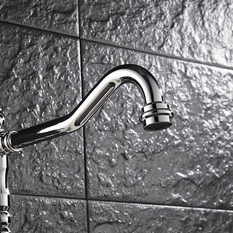 Porcelain Double Handles Single Hole Brass Kitchen Faucet in Polished Chrome