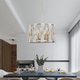 Modern Art Deco 6-Light Drum Chandelier Light Natural Rope Beige Hand-wrapped Lamp