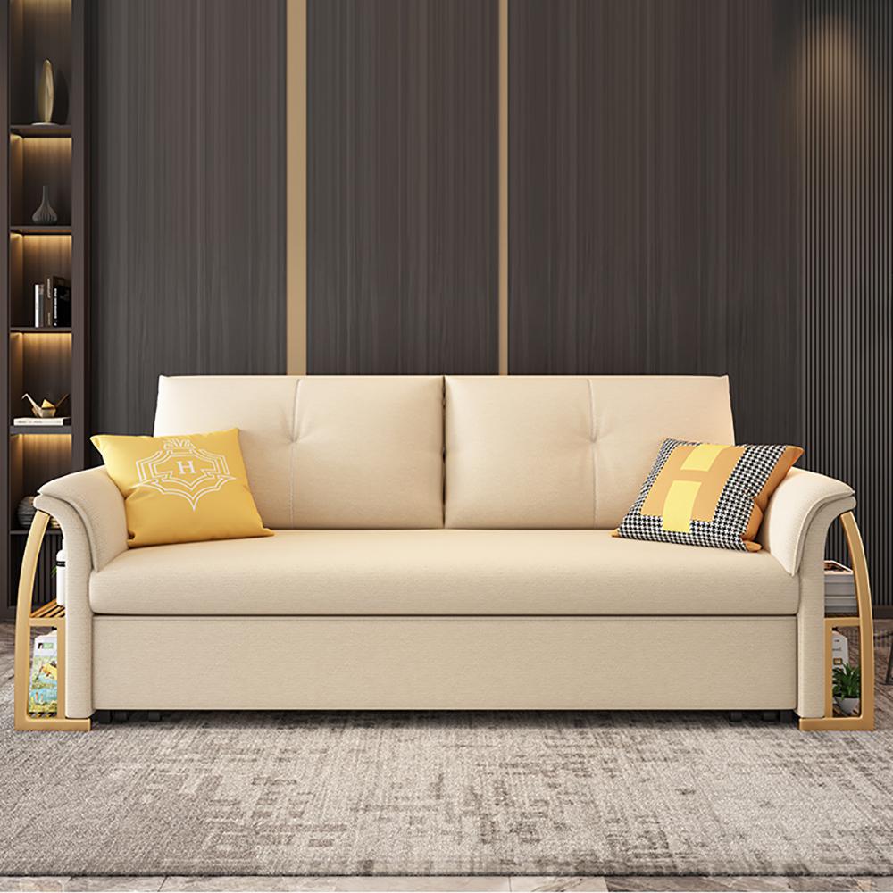 72.8" Convertible Full Sleeper Sofa Leath-aire Upholstered Storage Sofa Bed