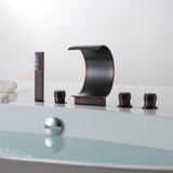 Mooni Elegant Waterfall Oil Rubbed Bronze Roman Tub Faucet with Handshower Solid Brass