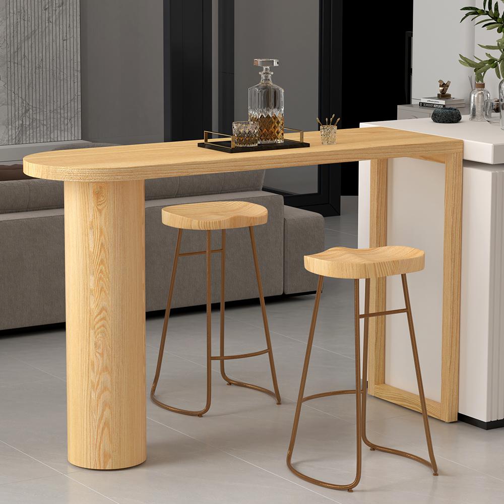 55" Modern Pine Wood  Long Bar Height Dinning Table Kitchen Bar Table