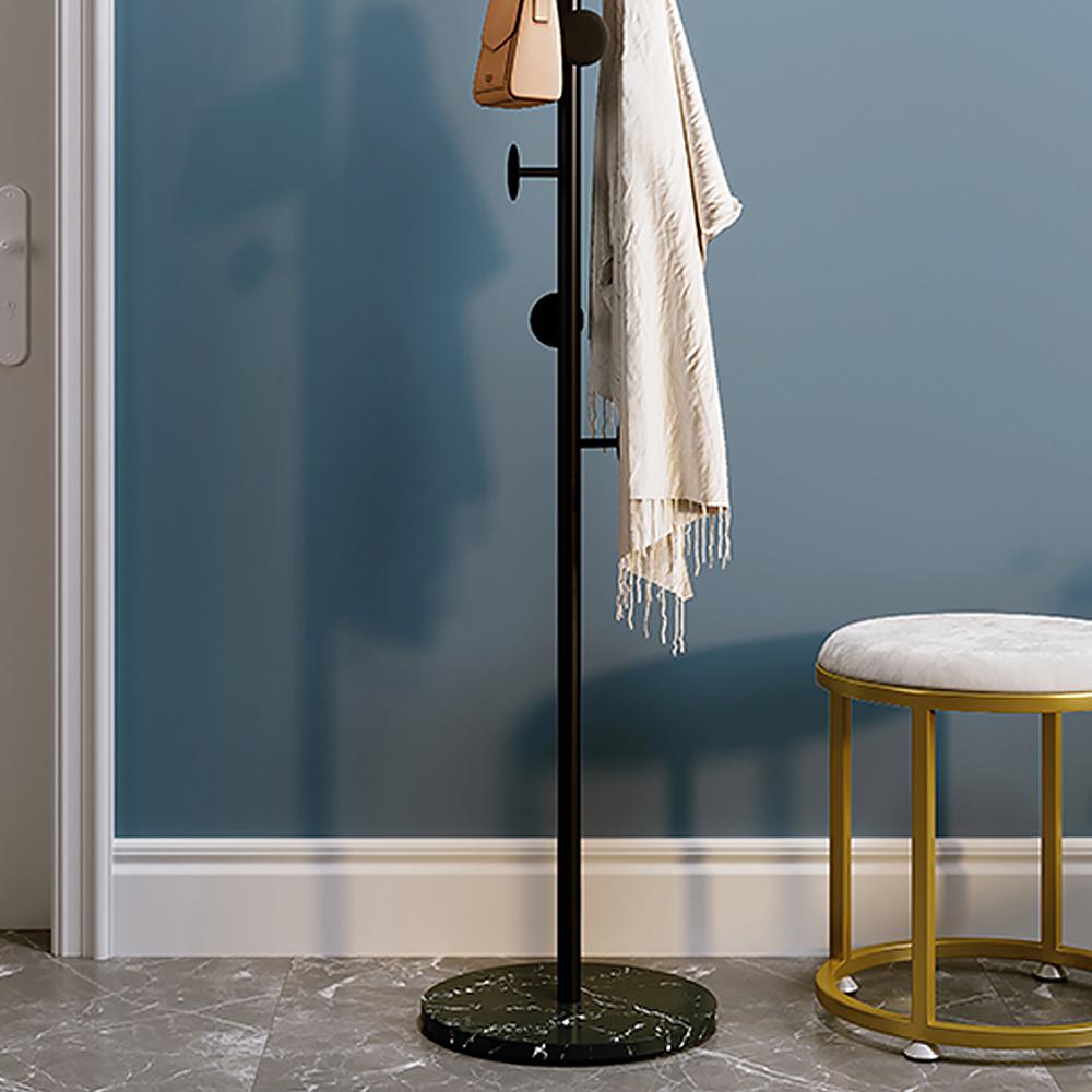 Coat Rack Brass Gold Round Hooks Entryway Freestanding Coat Hanger Marble Base