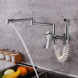 Modern Retractable Wall-mounted Pot Filler Matte Black Kitchen Faucet with Spray