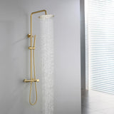 10" Modern Luxury Exposed Shower Fixture Thermostatic Rainfall Shower Head Brushed Gold