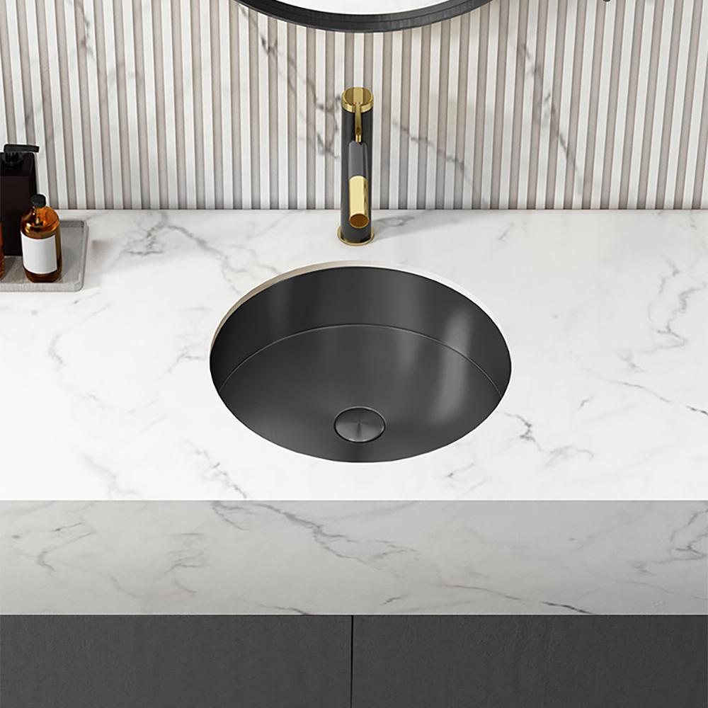 Brushed Gold Modern Luxury Stainless Steel Round Sink Undermount Bathroom Wash Sink