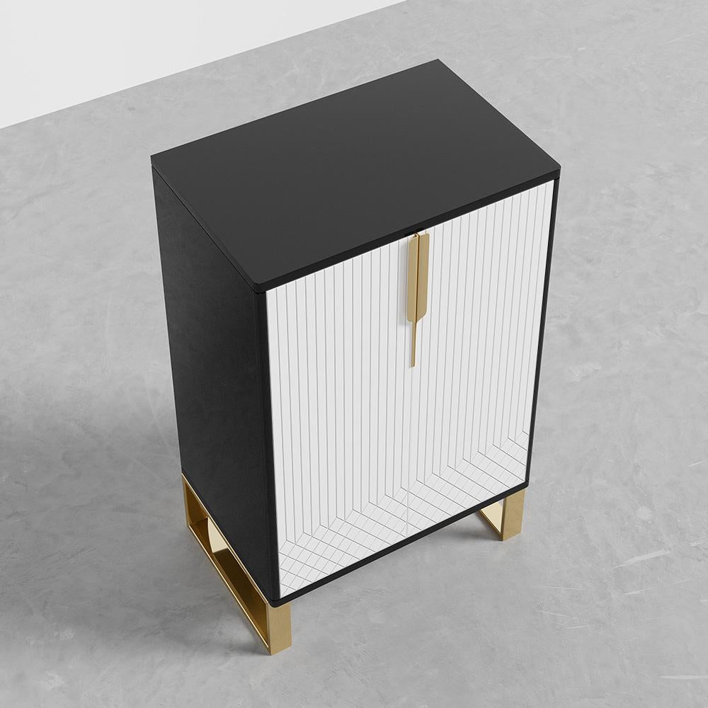 Aro Black Shoe Storage 18 Pairs Shoes Cabinet in Gold