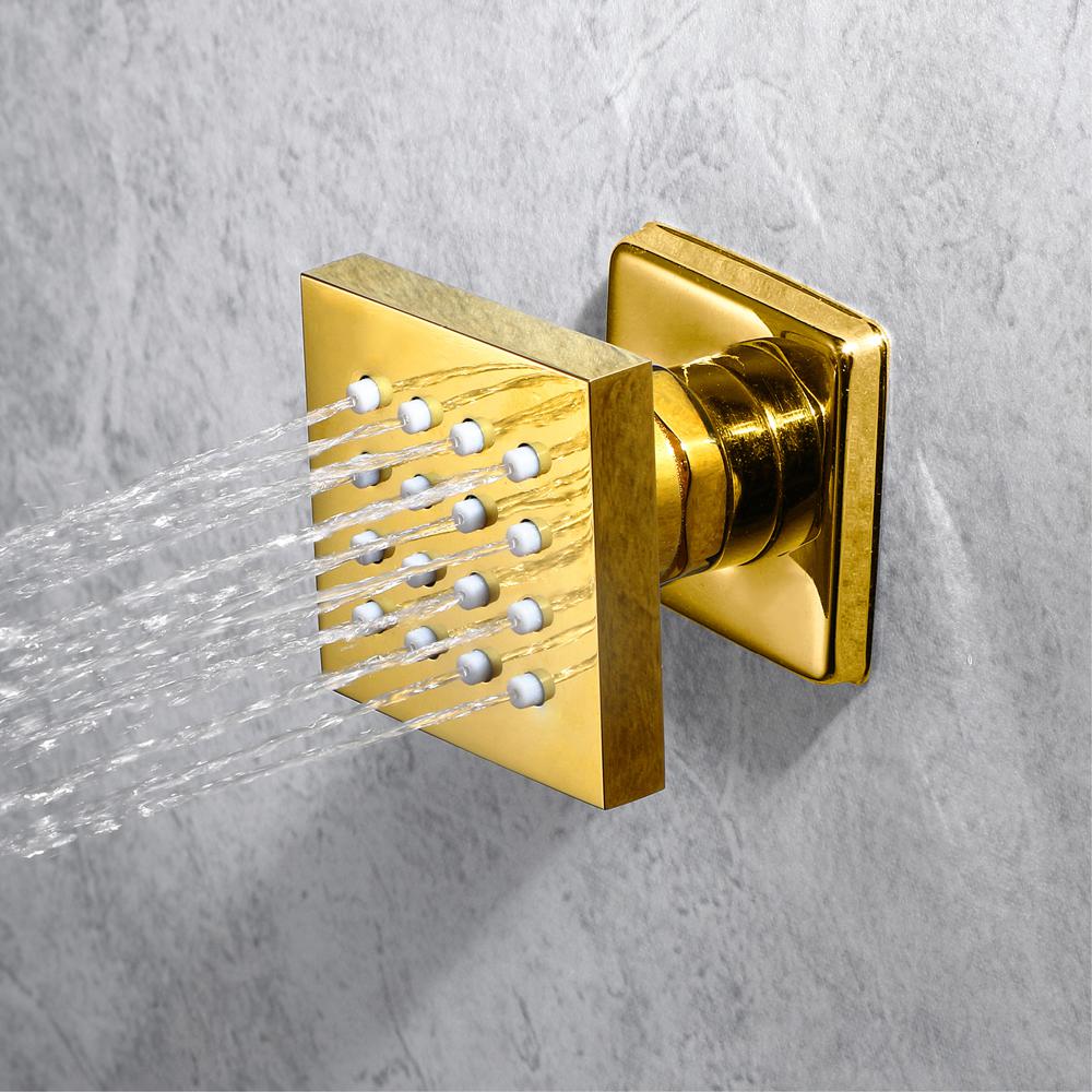 Wall-Mounted 23" Thermostatic Shower System in Gold 4 Functions