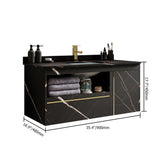 Modern 36" Black Floating Bathroom Vanity Wall Mount Ceramic Single Sink Vanity