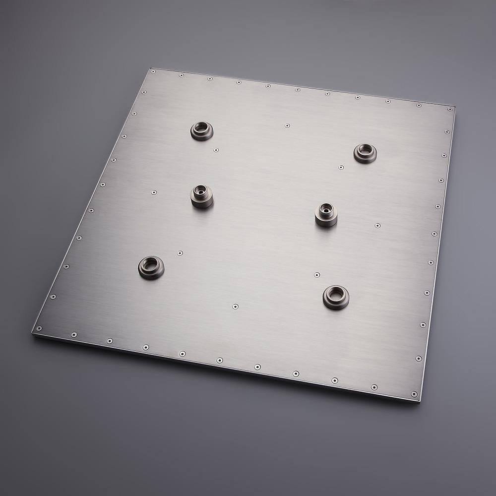 Modern Rain Thermostatic Brushed Nickel Shower Faucet Flush Mount Shower System with Hand Shower & Body Jets Solid Brass
