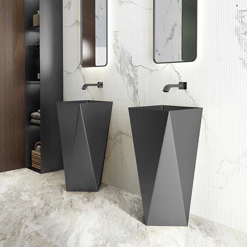 Gold Modern Luxury Stainless Steel Sink Pedestal Sink Freestanding